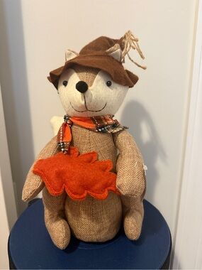 🍂 🍁 Autumn Fox Decorative Plush figurine with Orange Leaf Accent